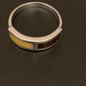 Silver and Gold Two-Amber Ring